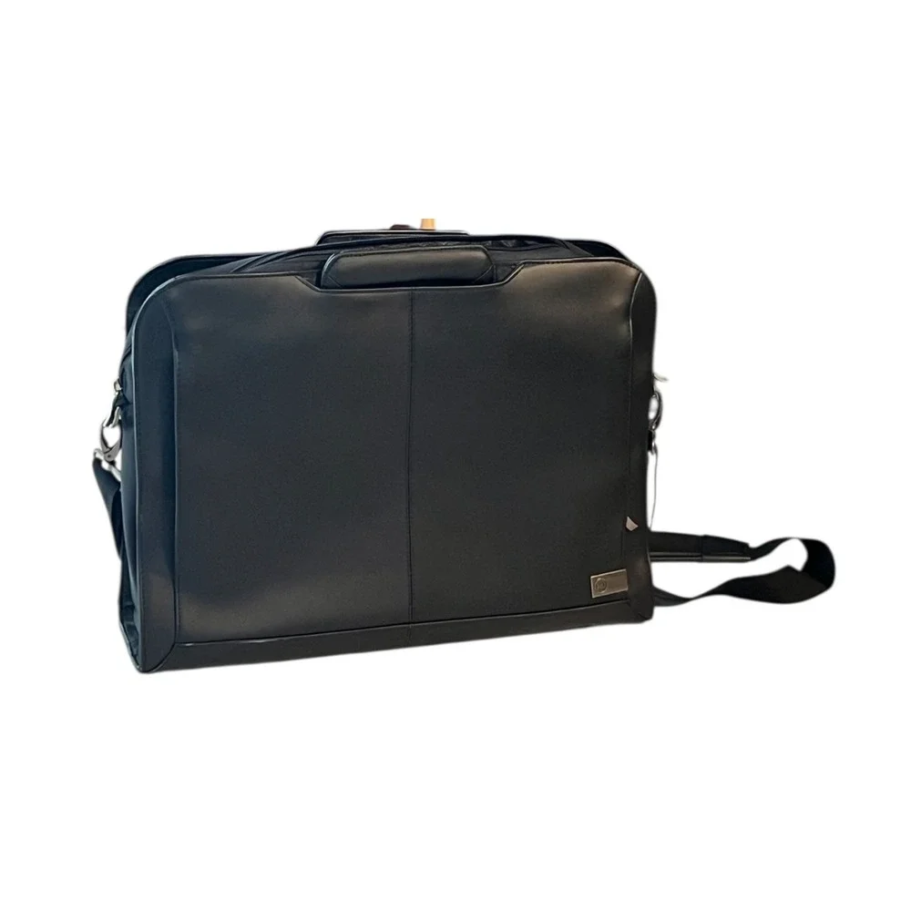 Dell Leather Laptop Briefcase Black Messenger Bag Shoulder Strap‎